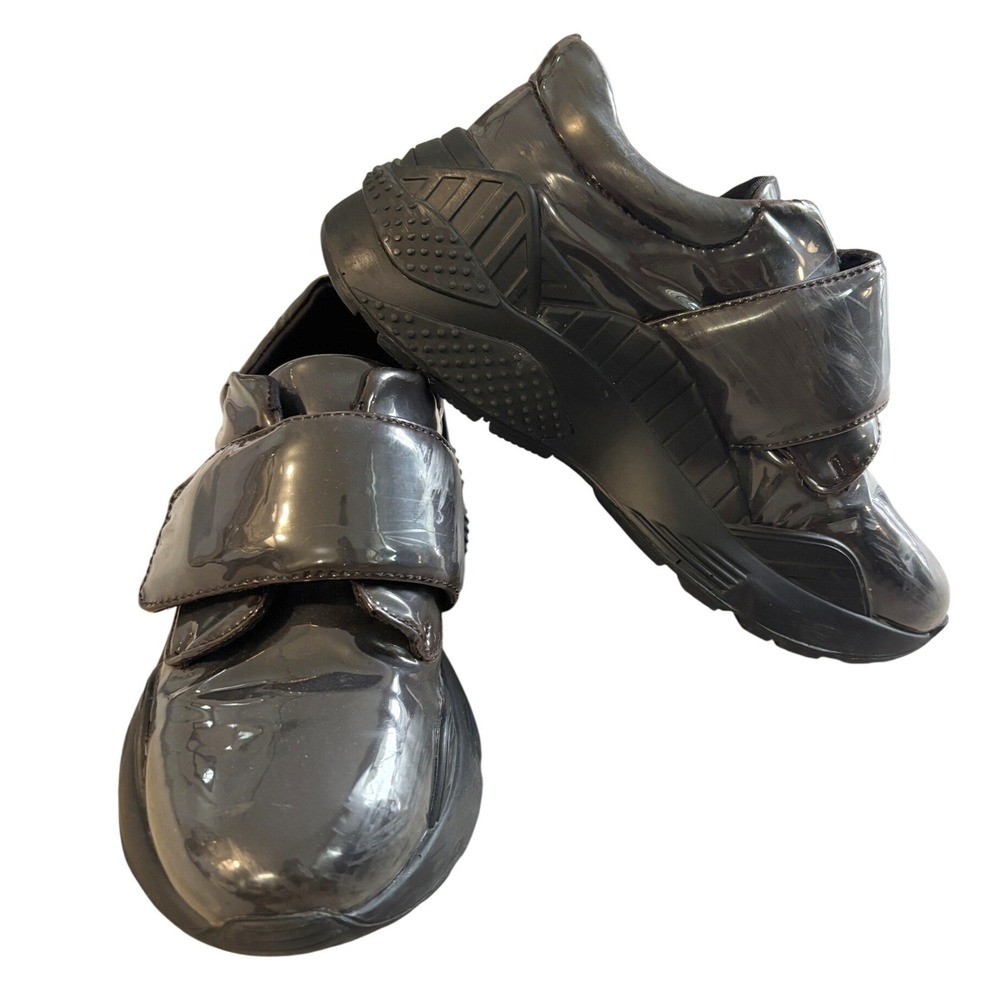 Jeffrey Campbell Blade-Runr Patent Platform Sneakers Grey Black Strap Women's 6